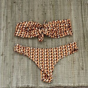 Strapless bikini top and bottoms